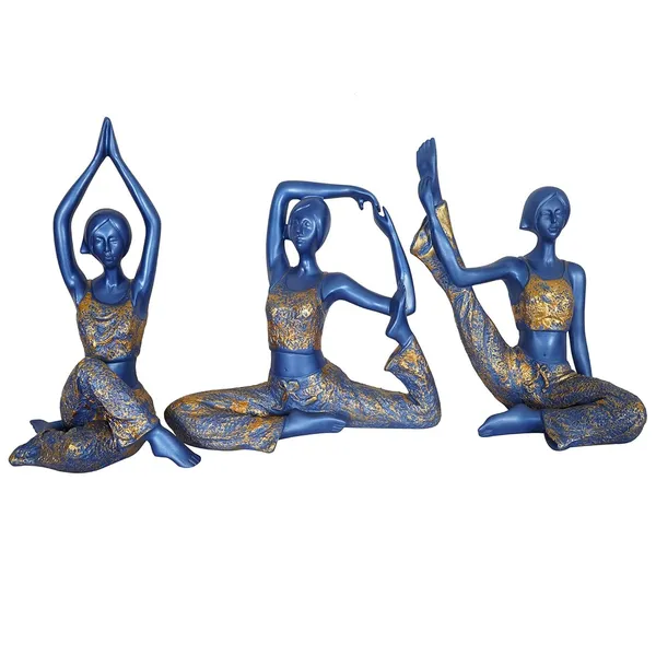 Yoga_Lady_Showpiece_of_Blue_Color_of_Set_of_3_|_Home_Decor_for_Asthetic_Apeal