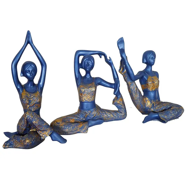 Yoga_Lady_Showpiece_of_Blue_Color_of_Set_of_3_|_Home_Decor_for_Asthetic_Apeal