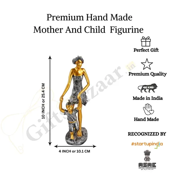 Polyresin_Mother_and_Child_Showpiece_of_Golden_Color_|_For_Home_Decor_Showpiece