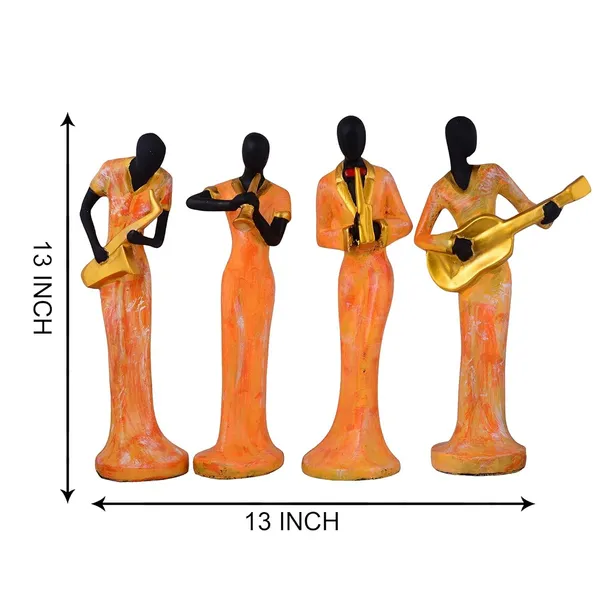 Musical_Instrument_Statue_of_Orange_Color_of_Set_of_4_|_Antique_Item_for_Home_Decor