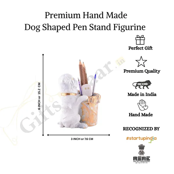 Dog_Shaped_Pen_Stand_of_White_Color_|_For_Gift_Office