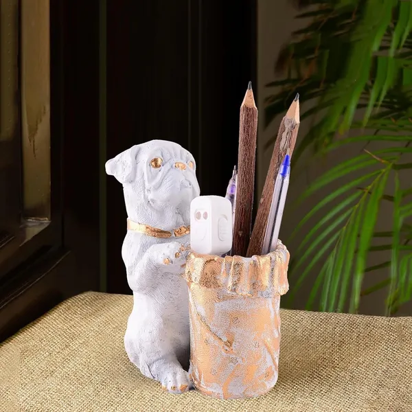 Dog_Shaped_Pen_Stand_of_White_Color_|_For_Gift_Office