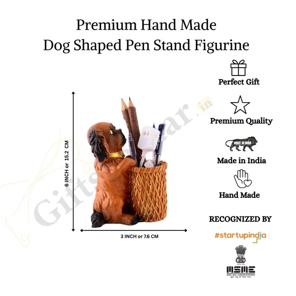 Dog_Shaped_Pen_Stand_of_Sitting_Position_of_Orange_Color_|_For_Home_Decor