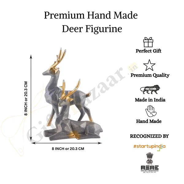 Polyresin_Deer_Showpiece_of_Grey_Color_of_Set_of_2_|_Elegant_Touch_on_Home_Decor