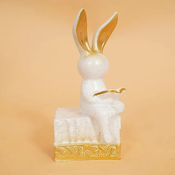 Rabbit_Bunny_Reading_Figurine_of_Sitting_Design_of_White_Color_|_Decorative_Item_for_Home_Decor