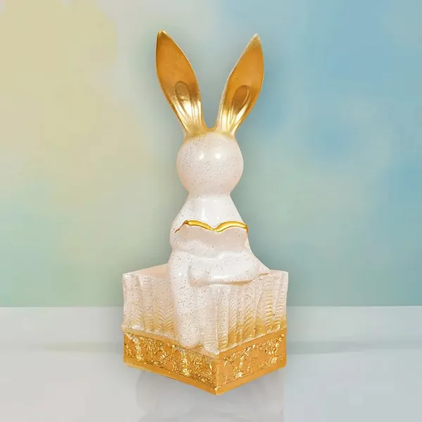 Rabbit_Bunny_Reading_Figurine_of_Sitting_Design_of_White_Color_|_Decorative_Item_for_Home_Decor