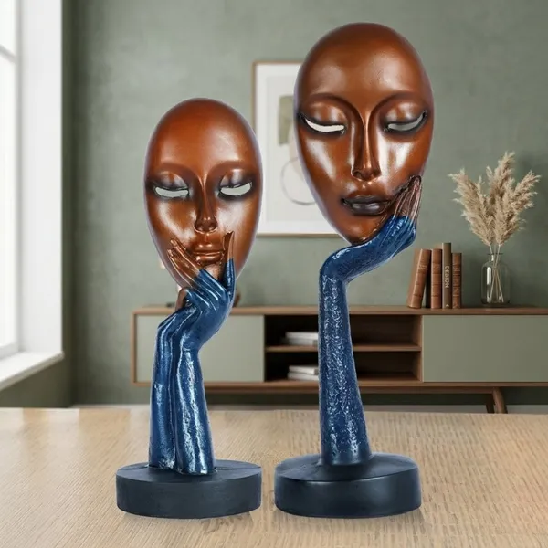 Lady_Face_Handmade_Showpiece_of_Set_of_2_|_Decorative_Item_for_Home_Decor
