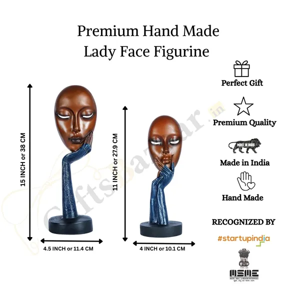 Lady_Face_Handmade_Showpiece_of_Set_of_2_|_Decorative_Item_for_Home_Decor