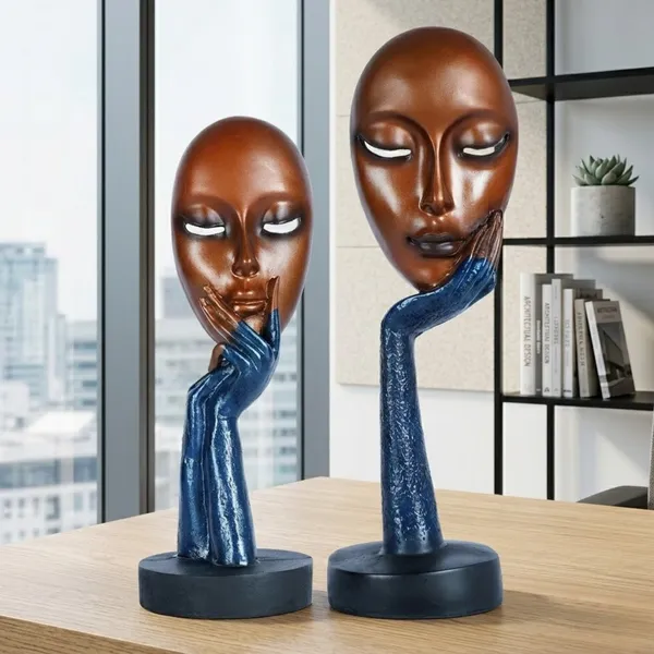 Lady_Face_Handmade_Showpiece_of_Set_of_2_|_Decorative_Item_for_Home_Decor