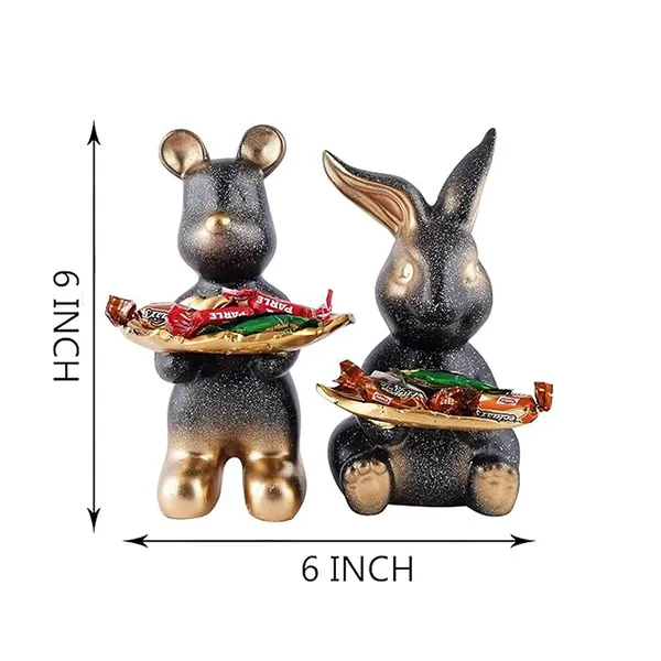 Rabbit_Statue_with_Bunny_Holders_of_Brown_Color_of_Set_of_2_|_Unique_Decorative_Gift_Item