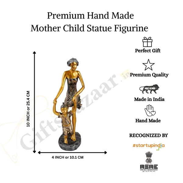 Handcrafted_Mother_Child_Statue_of_Black_and_Golden_Color_|_For_Home_Decor