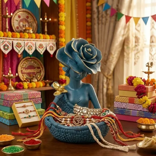 Lady_with_Basket_Showpiece_of_Blue_Color_|_For_Home_Decor