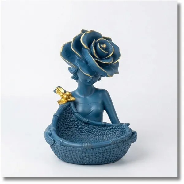 Lady_with_Basket_Showpiece_of_Blue_Color_|_For_Home_Decor