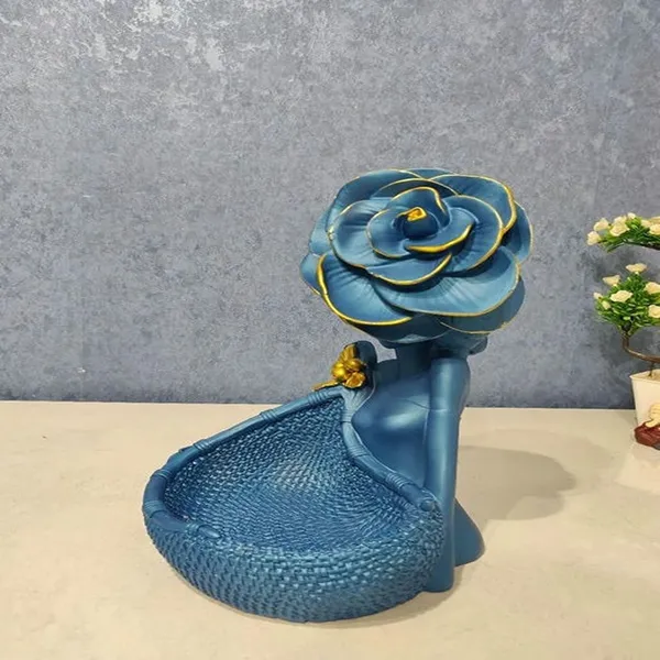 Lady_with_Basket_Showpiece_of_Blue_Color_|_For_Home_Decor