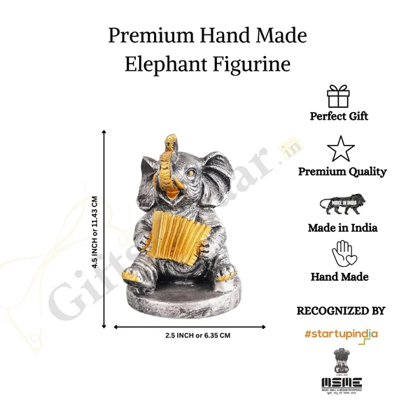 Elephant_Playing_Musical_Instrument_Showpiece_of_Black_and_White_Color_|_Antique_Decorative_Item