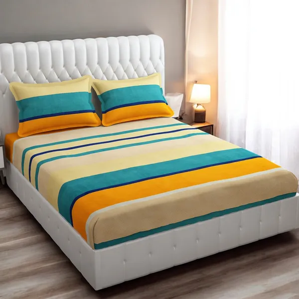 220TC_King_Size_Combo_Pack_of_2_Double_Elastic_Fitted_Bedsheet_Size_with_4_Pillow_Covers_(72"x78"_Upto_8"_Mattress)