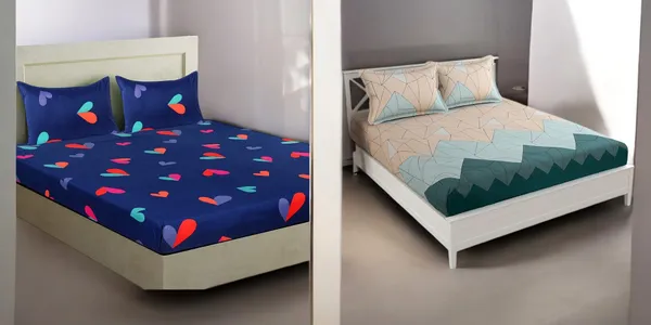 220TC_King_Size_Combo_Pack_of_2_Double_Elastic_Fitted_Bedsheet_Size_with_4_Pillow_Covers_(72"x78"_Upto_8"_Mattress)