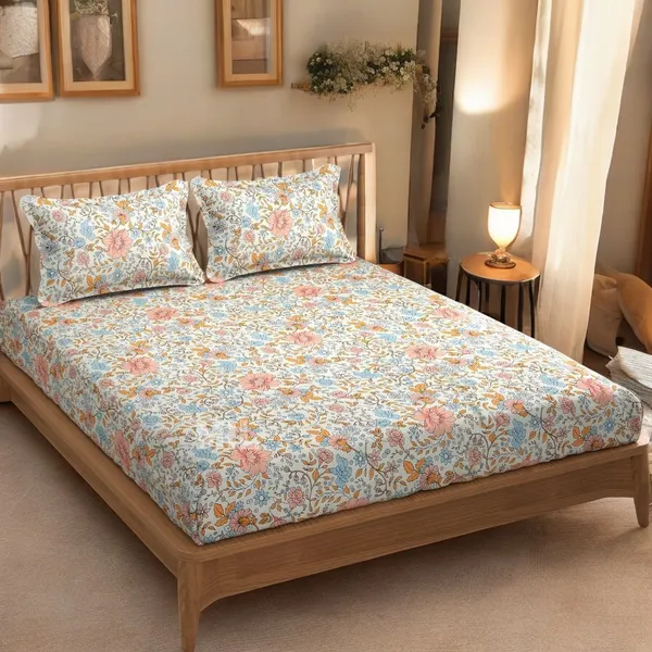 220TC_King_Size_Combo_Pack_of_2_Double_Elastic_Fitted_Bedsheet_Size_with_4_Pillow_Covers_(72"x78"_Upto_8"_Mattress)
