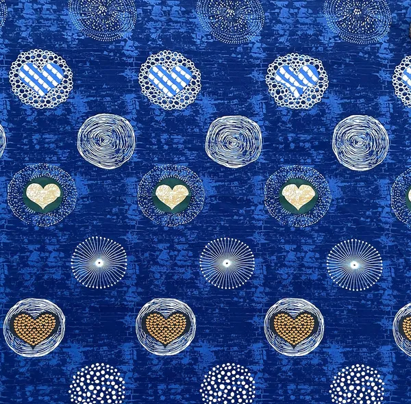 220TC_Diwan_Set_-_Single_Bedsheet_with_2_Bolster_Covers_and_5_Cushion_Covers,_-_Blue_Heart