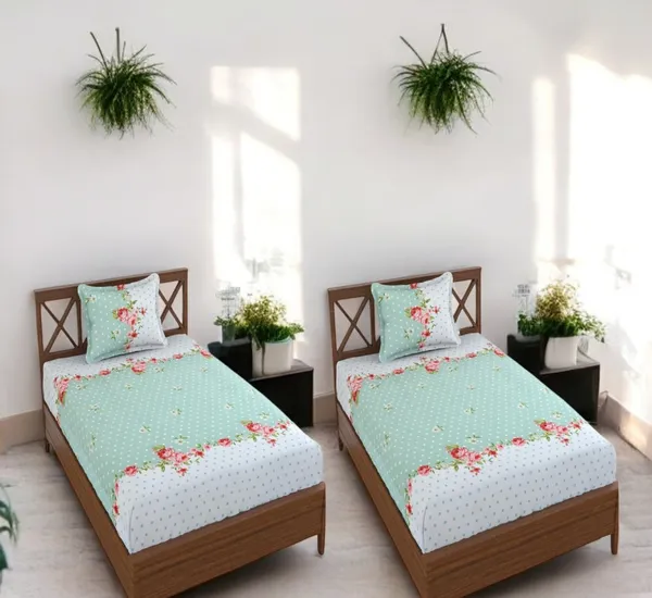 220TC_Supersoft_Cotton_Bedsheet_Combo_Set_of_2_Single_Bedsheet_with_2_Pillow_Cover_(60_x_90_Inches)_-_Multicolor