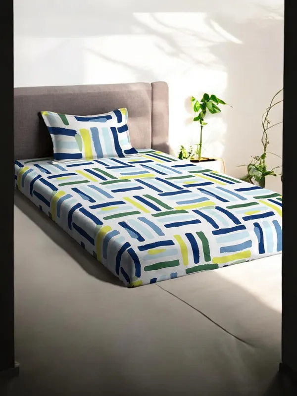 220TC_Supersoft_Cotton_Bedsheet_Combo_Set_of_2_Single_Bedsheet_with_2_Pillow_Cover_(60_x_90_Inches)_-_Multicolor