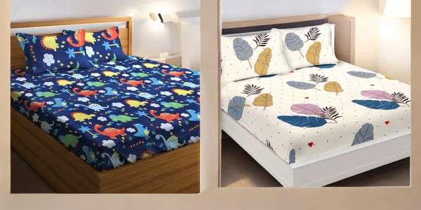 220TC_King_Size_Combo_Pack_of_2_Double_Elastic_Fitted_Bedsheet_Size_with_4_Pillow_Covers_(72"x78"_Upto_8"_Mattress)