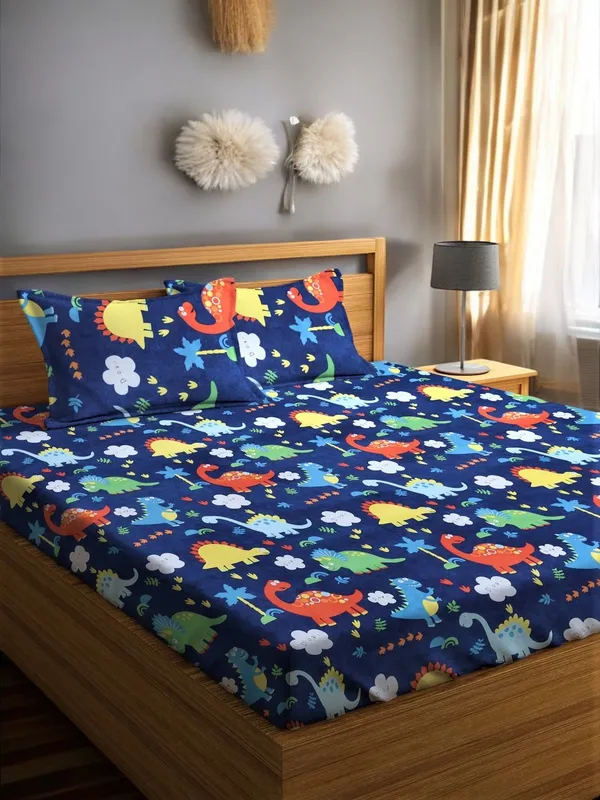220TC_King_Size_Combo_Pack_of_2_Double_Elastic_Fitted_Bedsheet_Size_with_4_Pillow_Covers_(72"x78"_Upto_8"_Mattress)