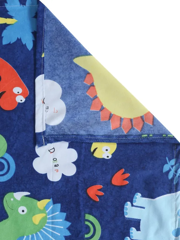 220TC_Unique_Animal_Cartoons_Diwan_Set_of_8pcs_-_Single_Flat_Bedsheet_with_2_Bolster_Covers_and_5_Cushion_Covers_-_Blue_-_60x90_inches