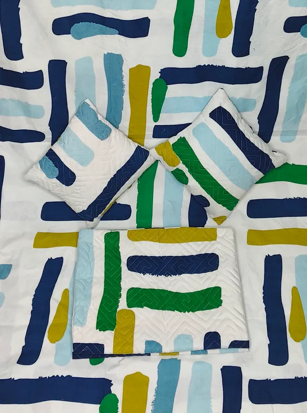 Heavy_Cotton_Soft_5pc_bedsheet_set_(1_Double_Size_Bedsheet_+_2_Quilted_Pillow_Covers_+_2_Quilted_Cushion_Cover_with_filler)_Multicolor_five_piece_set