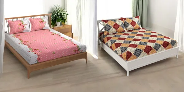 220TC_King_Size_Combo_Pack_of_2_Double_Elastic_Fitted_Bedsheet_Size_with_4_Pillow_Covers_(72"x78"_Upto_8"_Mattress)