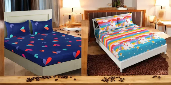 220TC_King_Size_Combo_Pack_of_2_Double_Elastic_Fitted_Bedsheet_Size_with_4_Pillow_Covers_(72"x78"_Upto_8"_Mattress)