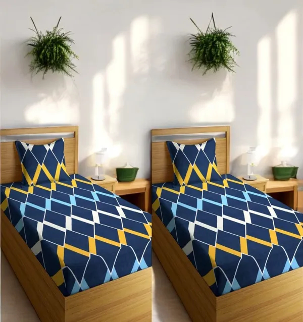 220TC_Supersoft_Cotton_Bedsheet_Combo_Set_of_2_Single_Bedsheet_with_2_Pillow_Cover_(60_x_90_Inches)_-_Multicolor