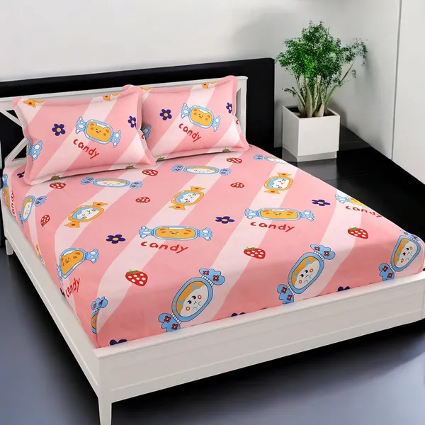220TC_King_Size_Combo_Pack_of_2_Double_Elastic_Fitted_Bedsheet_Size_with_4_Pillow_Covers_(72"x78"_Upto_8"_Mattress)