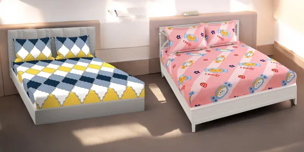 220TC_King_Size_Combo_Pack_of_2_Double_Elastic_Fitted_Bedsheet_Size_with_4_Pillow_Covers_(72"x78"_Upto_8"_Mattress)