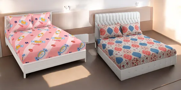 220TC_King_Size_Combo_Pack_of_2_Double_Elastic_Fitted_Bedsheet_Size_with_4_Pillow_Covers_(72"x78"_Upto_8"_Mattress)