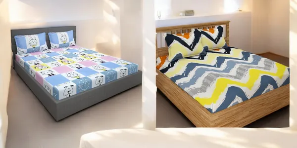 220TC_King_Size_Combo_Pack_of_2_Double_Elastic_Fitted_Bedsheet_Size_with_4_Pillow_Covers_(72"x78"_Upto_8"_Mattress)