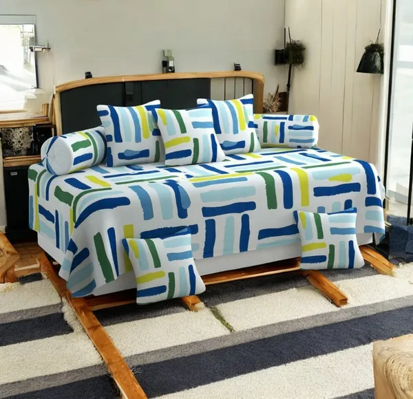 220TC_Unique_Diwan_Set_of_8pcs_-_Single_Flat_Bedsheet_with_2_Bolster_Covers_and_5_Cushion_Covers_-_Multicolor_-_60x90_inches