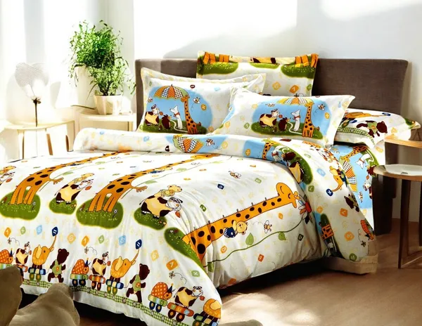 220TC_KIDZEE_Single_Bedsheet_with_1_Pillow_Cover,_-_Multi_Color_-_Giraffe