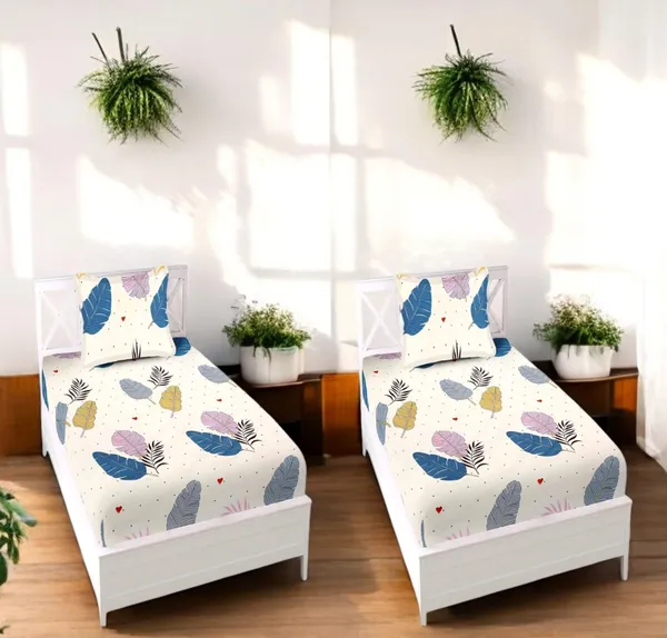 220TC_Supersoft_Cotton_Flat_Bedsheet_Combo_Set_of_2_Single_Flat_Bedsheet_with_2_Pillow_Cover_(60_x_90_Inches)_-_Multicolor