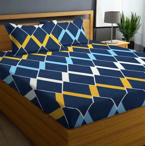 220TC_Blue_Box_King_Size_Double_Bed_Elastic_Fitted_100%_Cotton_Bedsheet_with_2_Pillow_Cover_(72"x78"_Upto_6"_Mattress)