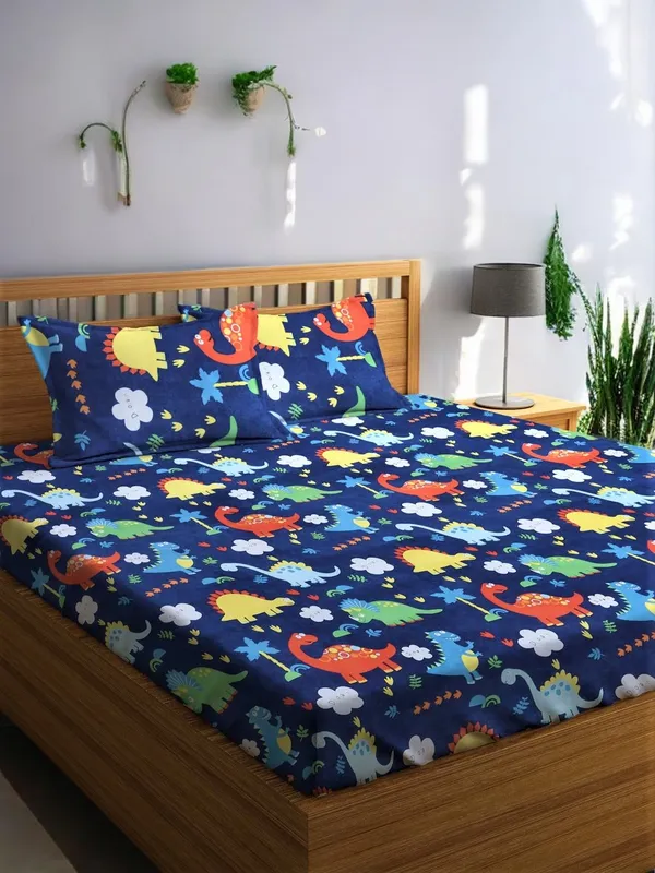 220TC_King_Size_Combo_Pack_of_2_Double_Elastic_Fitted_Bedsheet_Size_with_4_Pillow_Covers_(72"x78"_Upto_8"_Mattress)