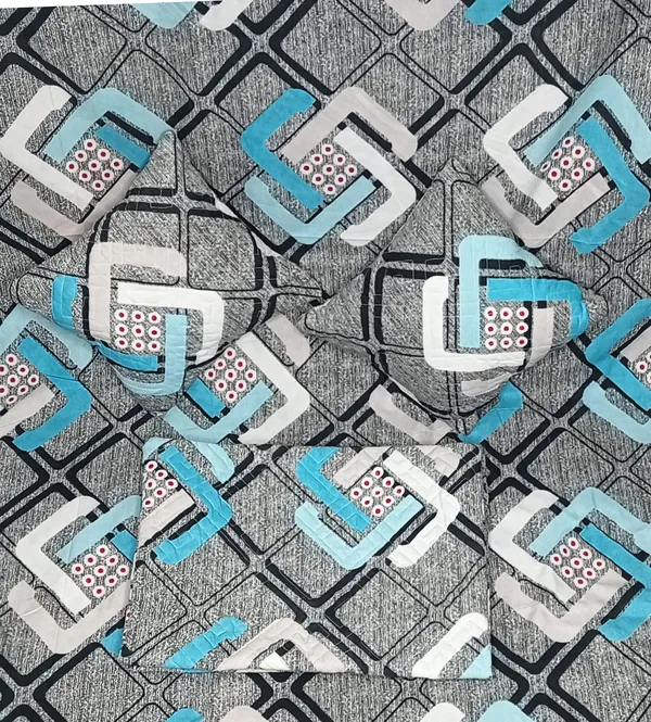 Heavy_Cotton_Soft_5pc_bedsheet_set_(1_Double_Size_Bedsheet_+_2_Quilted_Pillow_Covers_+_2_Quilted_Cushion_Cover_with_filler)_Multicolor_five_piece_set