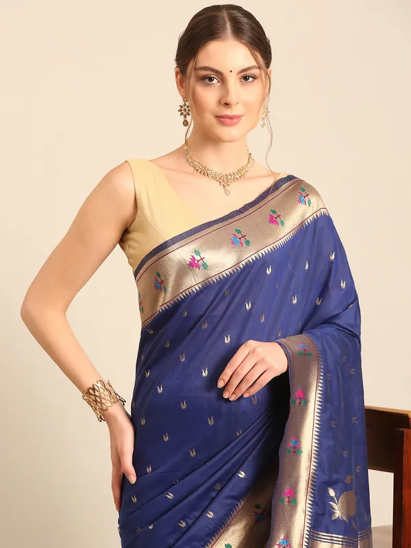 Handwoven_Muga_Cotton_Paithani__Saree_for_Women