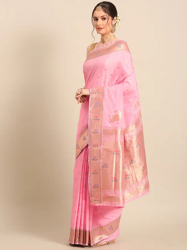 Handwoven_Muga_Cotton_Paithani__Saree_for_Women