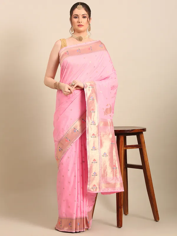 Handwoven_Muga_Cotton_Paithani__Saree_for_Women