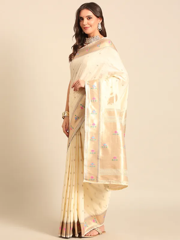 Handwoven_Muga_Cotton_Paithani__Saree_for_Women