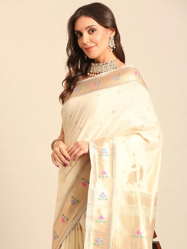 Handwoven_Muga_Cotton_Paithani__Saree_for_Women
