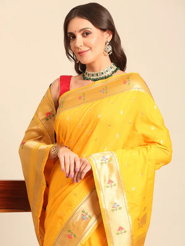 Handwoven_Muga_Cotton_Paithani__Saree_for_Women