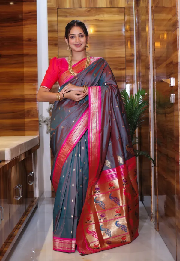 Paiithani_silk_saree_With_Zari_Woven_With_Blouse_Piece