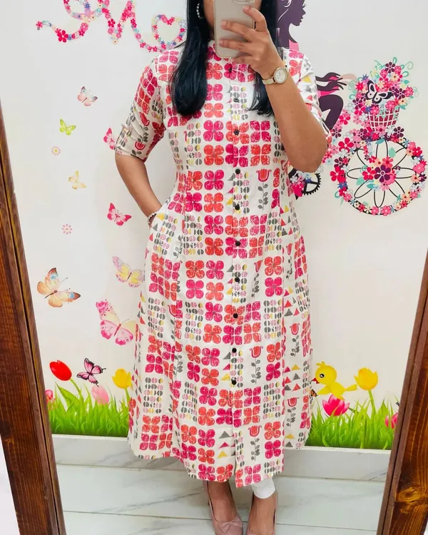 Imported__Digital_Printed_Pink_Cotton_Princess_Cut_Kurti